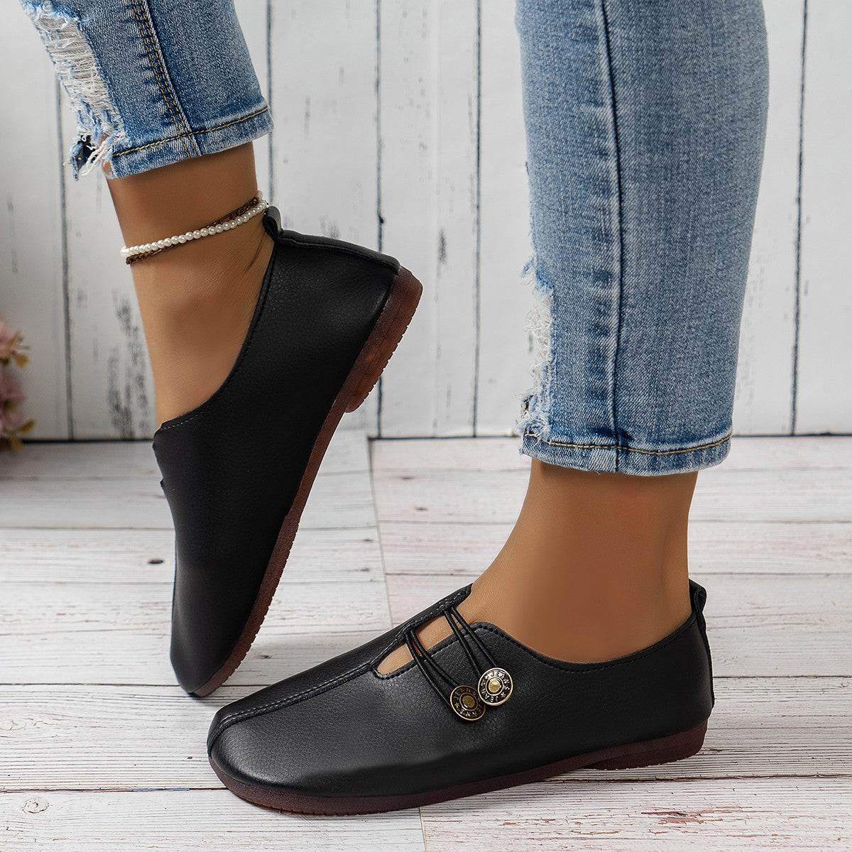 Women Slip-on Button Loafers