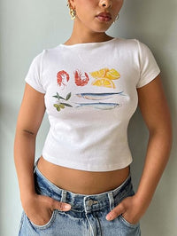 Thumbnail for Girl Clothing Graphic Print Summer Crop Top