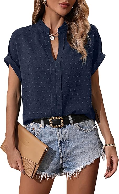 Casual Swiss Dots Short Sleeve Top