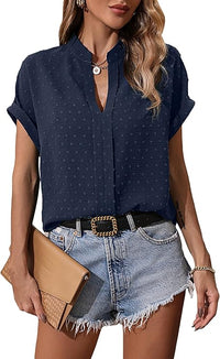 Thumbnail for Casual Swiss Dots Short Sleeve Top