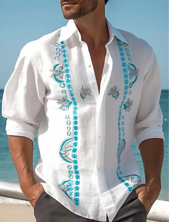 Men Casual Loose Button Lapel Shirt