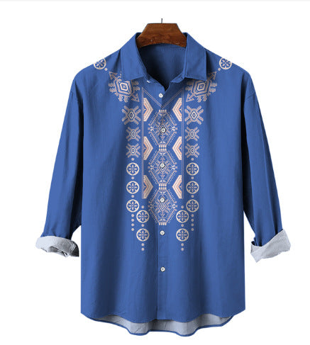 Men Casual Loose Button Lapel Shirt