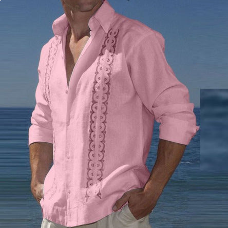 Men Casual Loose Button Lapel Shirt