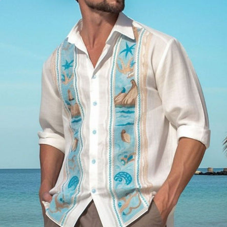 Men Casual Loose Button Lapel Shirt