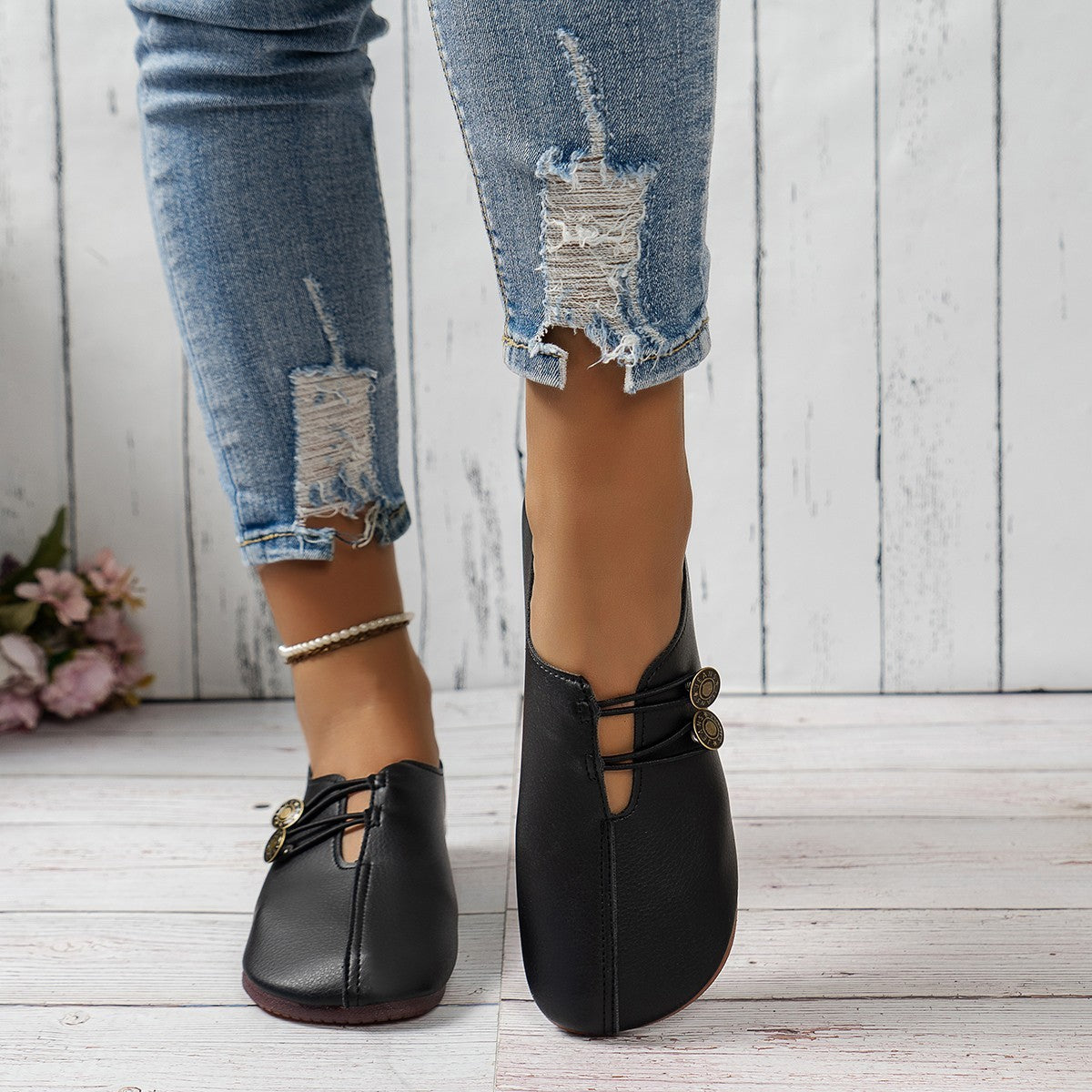 Women Slip-on Button Loafers